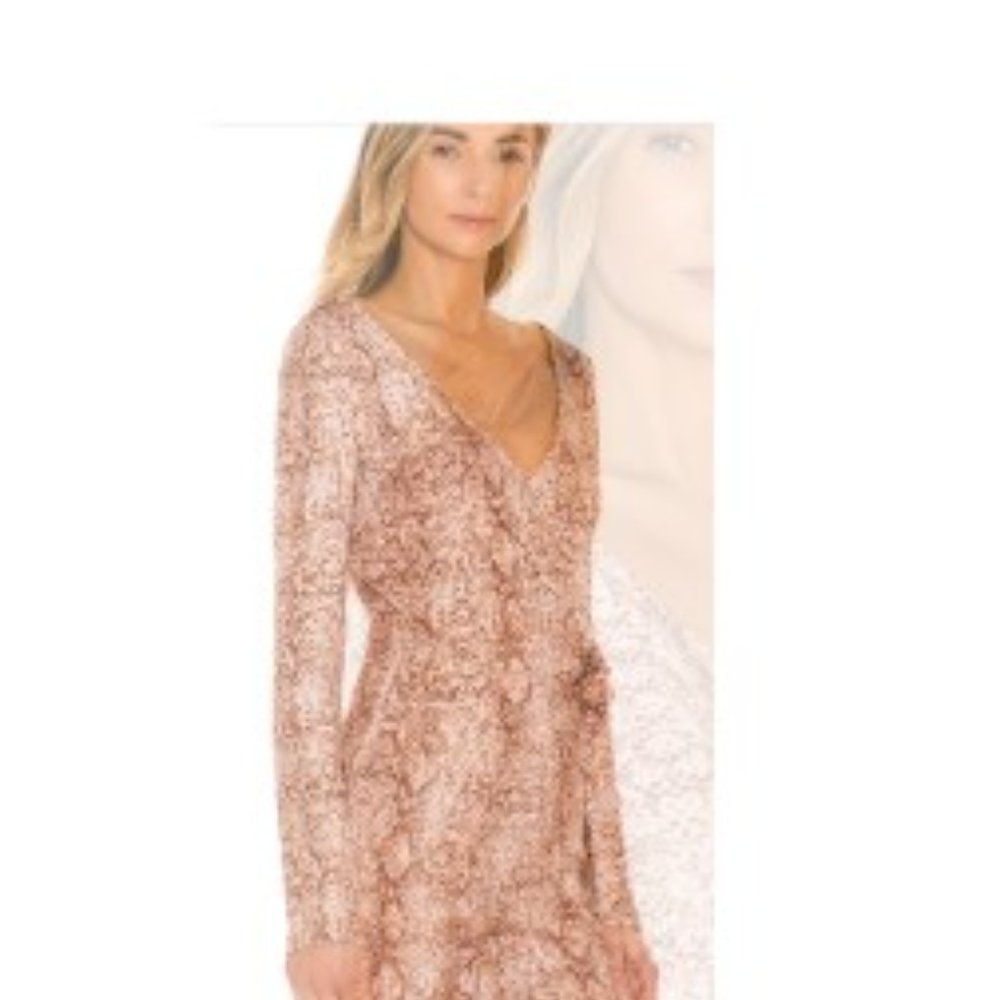 Lovers and Friends S Snake Tan Wrap Top Jumpsuit Look Pants Set 2-Piece - Picture 13 of 13